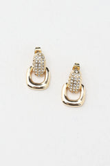 Memories Diamante Link Stud Earrings Gold