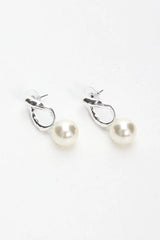 Krizia Drop Earrings Silver Pearl
