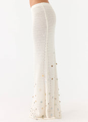 Adelaida Beaded Crochet Maxi Skirt - Ivory