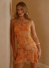 Ampolia Halter Mini Dress - Orange
