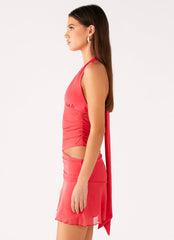Calissa Haltherneck Mini Dress - Coral