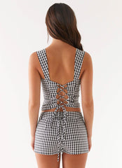 Clayton Tailored Shorts - Black Gingham