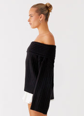 Federica Off Shoulder Knit - Black