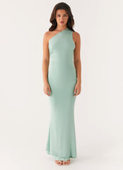 Imagine This One Shoulder Maxi Dress - Mint