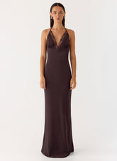 Indya Halter Maxi Dress - Chocolate