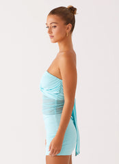 Lita Twist Mini Dress - Turquoise