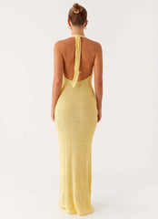 Novalee Flower Crochet Maxi Dress - Yellow