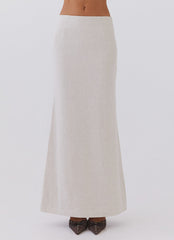 Born For Bordeaux Linen Midi Skirt - Oatmeal