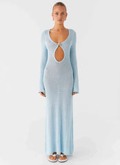 Seascape Crochet Maxi Dress - Blue