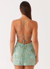 Vietta Sequin Cami Micro Mini Dress - Mint
