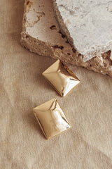 Hendrix Rectangle Cabochon Earrings Gold