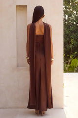Elsa Strapless Scarf Maxi Dress - Chocolate
