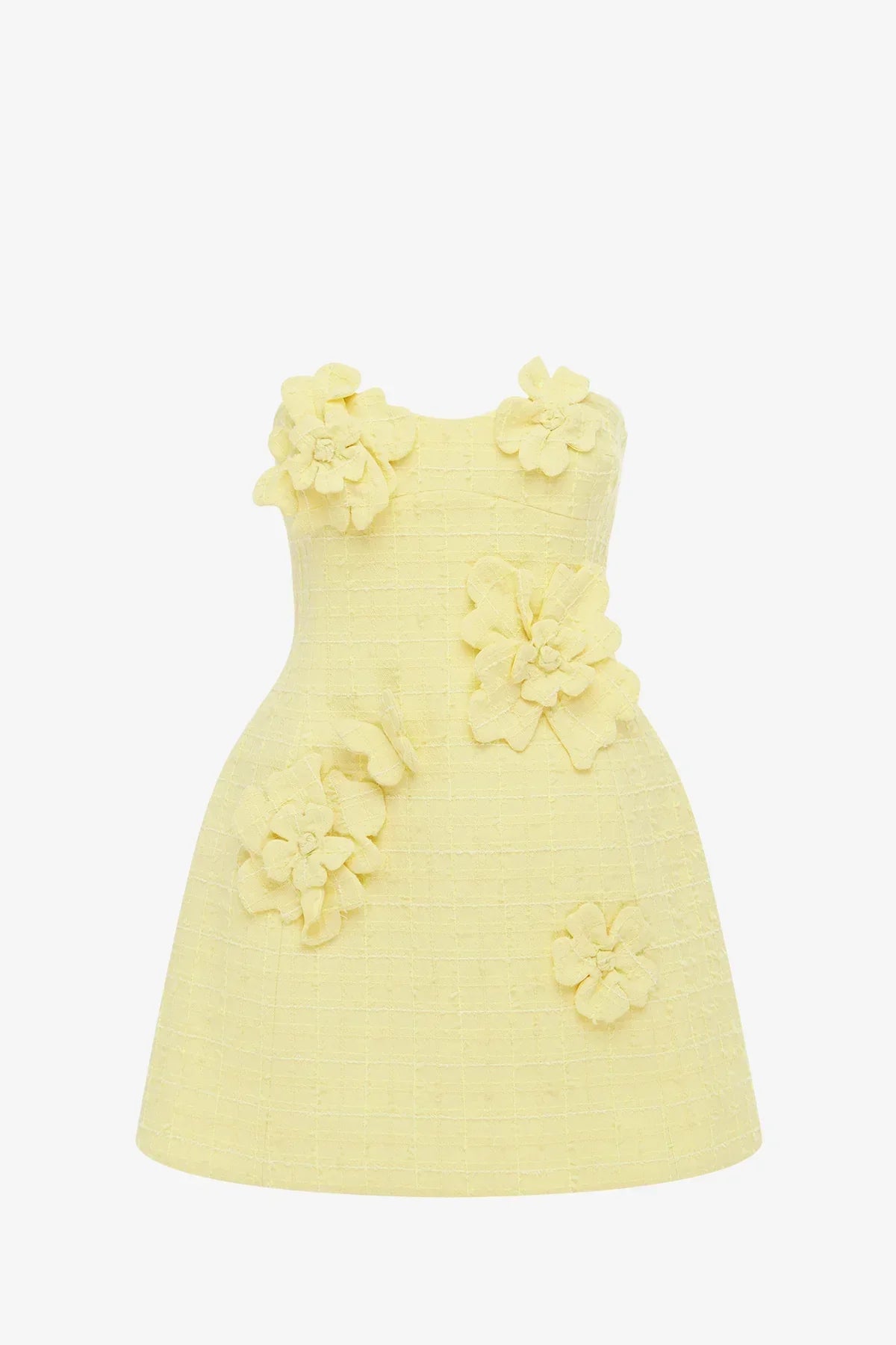 Rosario Tweed Petal Bustier Mini Dress - Sorbet Yellow