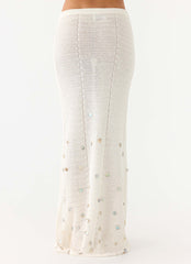 Adelaida Beaded Crochet Maxi Skirt - Ivory