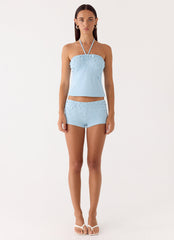 Bonita Button Top - Pale Blue