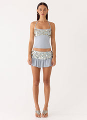 Merinda Halter Top - Misty Blue