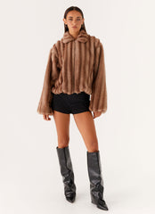 Naylor Faux Fur Jacket - Brown