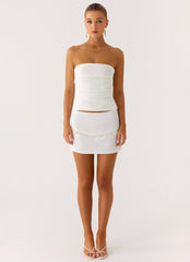 Perfect Celebrity Beaded Mini Skirt - White
