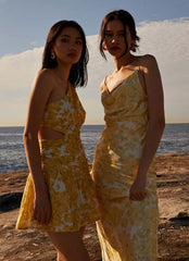 Sunkissed Hearts One Shoulder Mini Dress - Daffodil