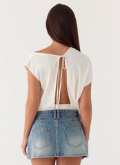 Silas Low Rise Denim Mini Skirt - Vintage Wash Blue