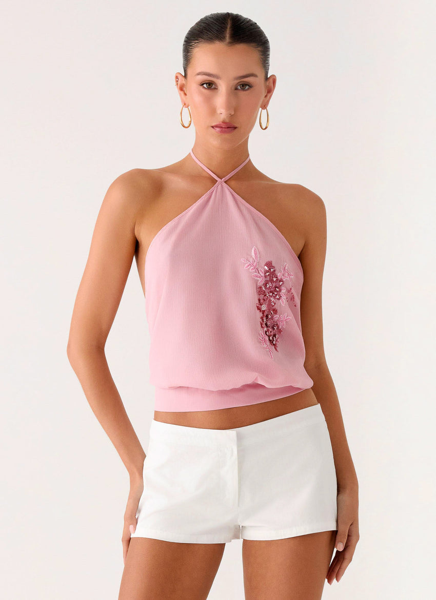 Sweet Skies Halter Top - Pink