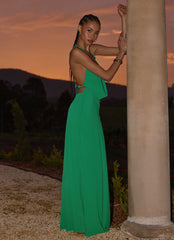 Tropic Muse Beaded Cowl Maxi Dress - Green