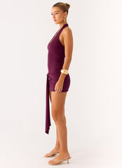 Vedetta Mini Dress - Plum