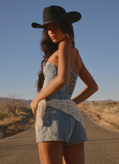 Vianna Denim Bustier Top - True Denim