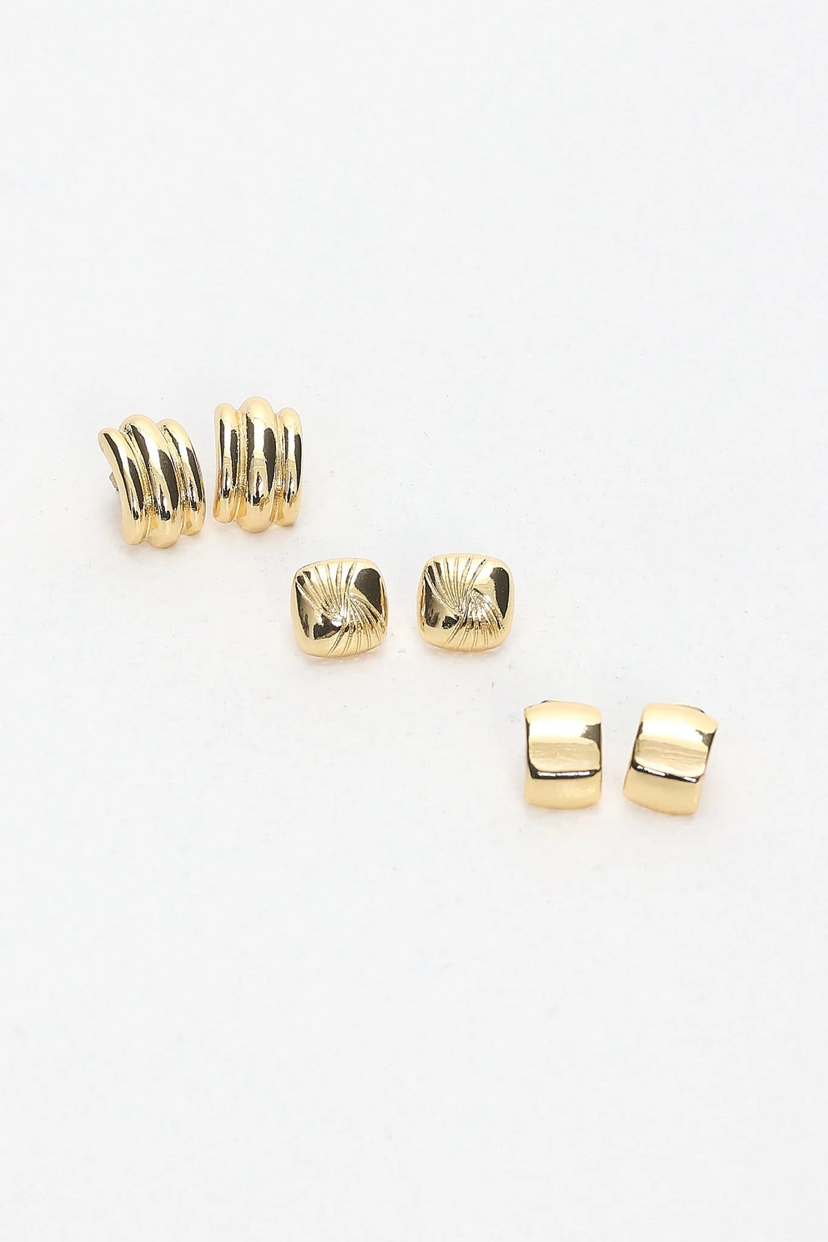 Irma Geometric Stud Earrings Set Gold