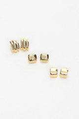 Irma Geometric Stud Earrings Set Gold